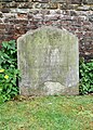 Gravestones along the churchyard wall around the Church of Saint George in Gravesend.