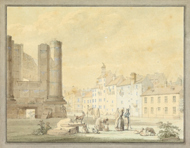 Parti af Marmorpladsen set mod Store Kongensgade, ca. 1833