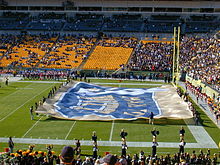 Hail to Pitt Flag on display during pre-game ceremonies HailtoPittFootballFlagHeinz.jpg