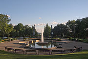 Fountain and formal garden at the entrance to Highland Park, Pittsburgh