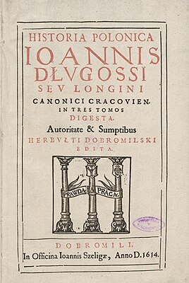 Historia Polonica Ioannis Długossi 1614 title page.jpg