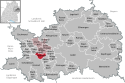 Elhelyezkedése Baden-Württemberg térképén