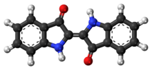 Model bola-dan-pasak pada molekul pewarna indigo
