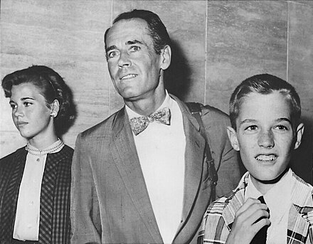 Jane Fonda, Henry Fonda, and Peter Fonda in July 1955