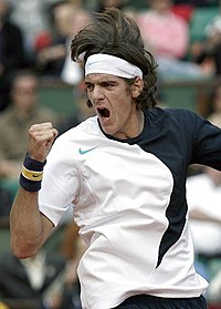 Del Potro during his second-round match against Fernando González at the 2007 Australian Open