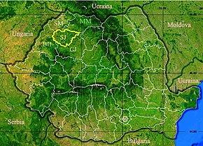 Harta României cu județul Sălaj indicat