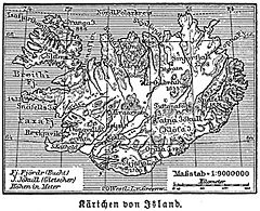 Karte von Island um 1888