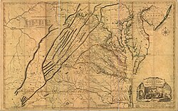 1751 mapa de Chartiers Creek