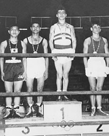 Kiyoshi Tanabe, Abdel Moneim El-Guindi, Gyula Török, Sergei Sivko 1960.jpg