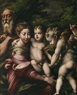 <i>Holy Family with Angels</i> (Parmigianino) Painting by Parmigianino