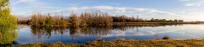 Vista panorâmica do lago Poaka, Canterbury, Nova Zelândia (definição 11 787 × 2 753)