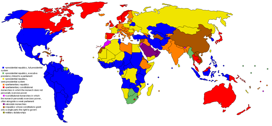 Absolute monarchieën zijn donker-paars (Engels)