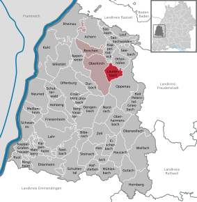 Poziția Lautenbach pe harta districtului Ortenaukreis