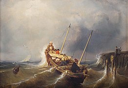 Fishing boat on a rough sea, private collection