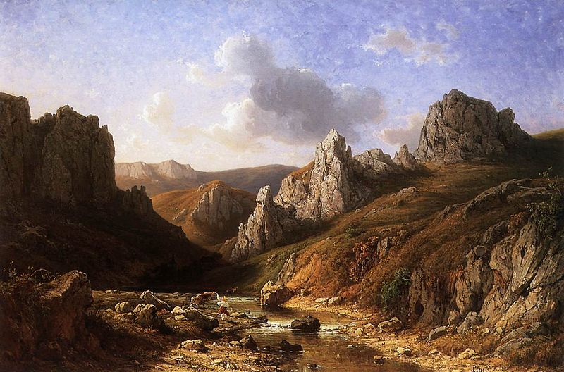 File:Ligeti, Antal - Romantic Waterside Landscape with Figures (1886).jpg