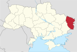 Luhanskin alueen sijainti Ukrainan kartalla.