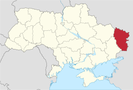 Die ligging van Loehansk-oblast in Oekraïne