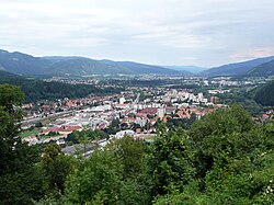 Panoramica di Kapfenberg nell'Austria centrale
