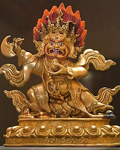 A Nepalese statue of Mahakala Bernagchen (Black Cloak Mahakala), the protector of the Karmapas.