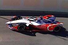 Pascal Wehrlein at the 2019 Marrakesh ePrix. Mahindra Wehrlein Marrakesch 2019.jpg