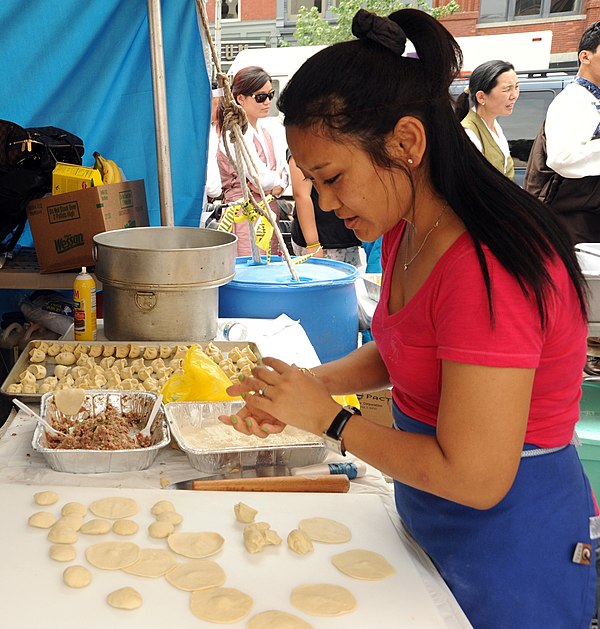 A Tibetan woman making momo in Washington, D.C., United States