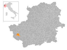 Kommunens läge i storstadsregionen Turin