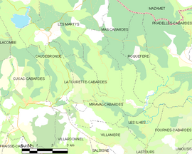 Mapa obce Miraval-Cabardes