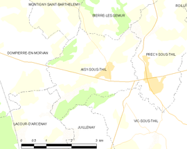 Mapa obce Aisy-sous-Thil