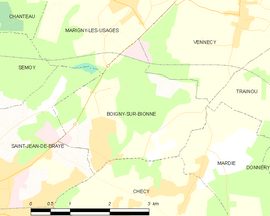 Mapa obce Boigny-sur-Bionne