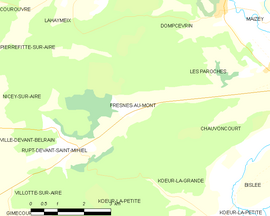 Mapa obce Fresnes-au-Mont
