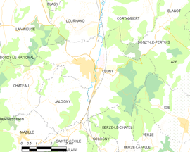 Mapa obce Cluny