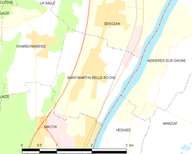 Mapa obce Saint-Martin-Belle-Roche