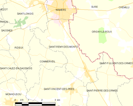 Mapa obce Saint-Rémy-des-Monts