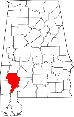map of Alabama highlighting Clarke County