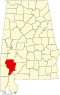 Map of Alabama highlighting Clarke County.svg