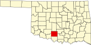 Stephens County map Map of Oklahoma highlighting Stephens County.svg