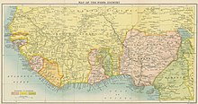 Map of the West Africa in 1898 from In the Niger Country by Bindloss