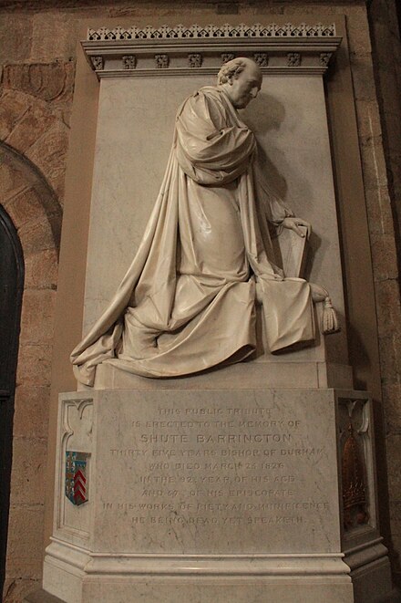 Memorial to Rev Shute Barrington, Durham Cathedral