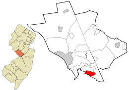 Emplacement dans le comté de Mercer et dans l'état du New Jersey.