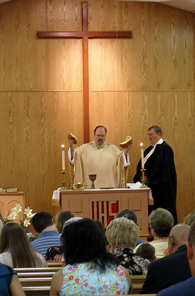 Eucharist observed by a congregation of the United Methodist Church, a typical mainline Protestant denomination and one of the "Seven Sisters of Ameri