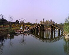 Shouguang Mihe park. Bridge.