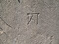 Monogram op een steen in een oud theater.  Vrede.  Lycia