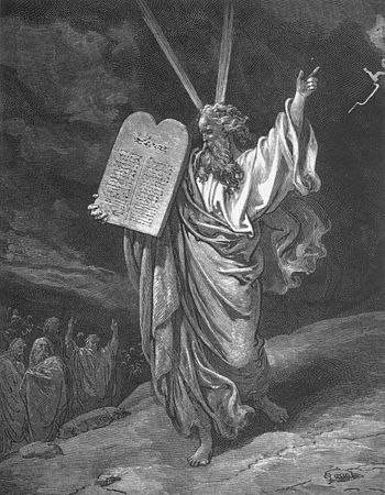 English: Moses Showing the Ten Commandments, b...