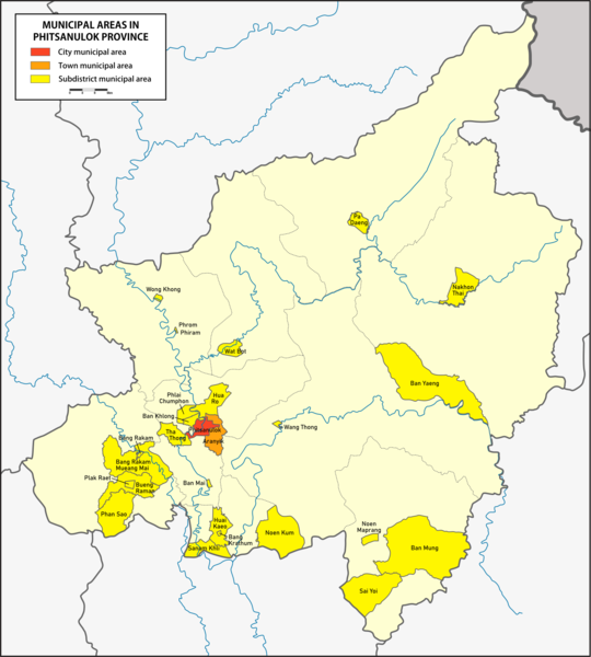 File:Municipal Areas in Phitsanulok Province EN.png