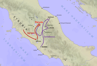 Mappa ricostruttiva della guerra di Perugia.