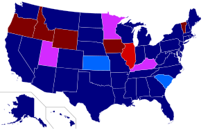 Senate vote by state.
Both yes
One yes, one didn't vote
One yes, one no
One no, one didn't vote
Both no NDAA 2013 Senate vote.svg