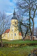 Individual monument of the Obernitzschka manor: Nitzschka village church;  Lucaskirche (church (with equipment), churchyard wall and tomb (see also population list - Obj. 09302792))