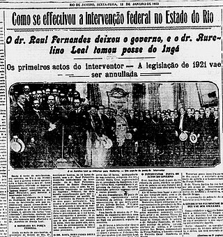 <span class="mw-page-title-main">1923 federal intervention in Rio de Janeiro</span> Brazilian political crisis