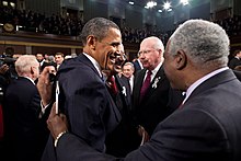 Davis with President Barack Obama in January 2011 Obama Congressmen State of the Union 2011.jpg