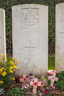 Owen's grave, in Ors communal cemetery